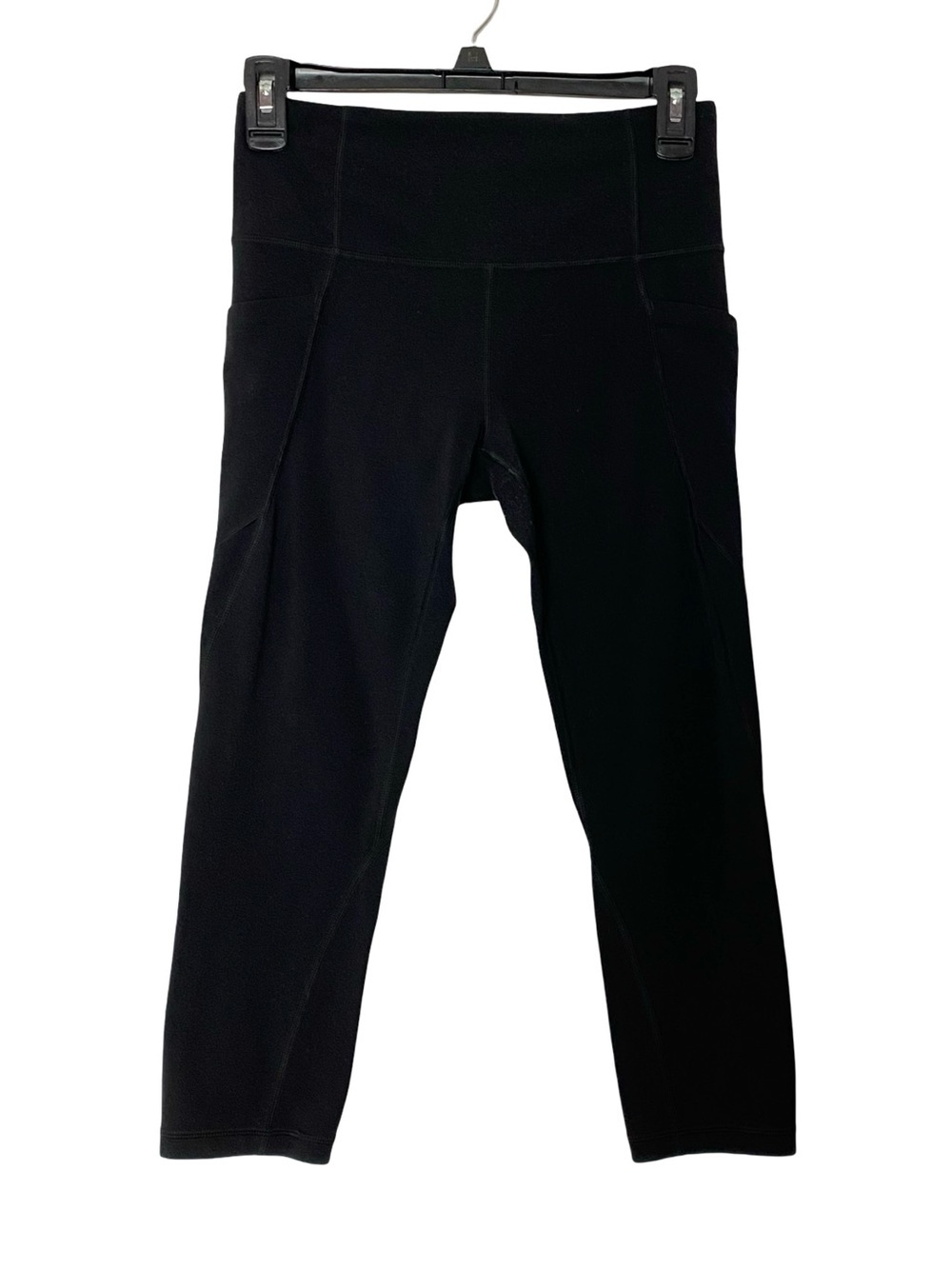 Athleta Crop Leggings Hip Pockets Womens Size Small Black High Rise Tights Pants